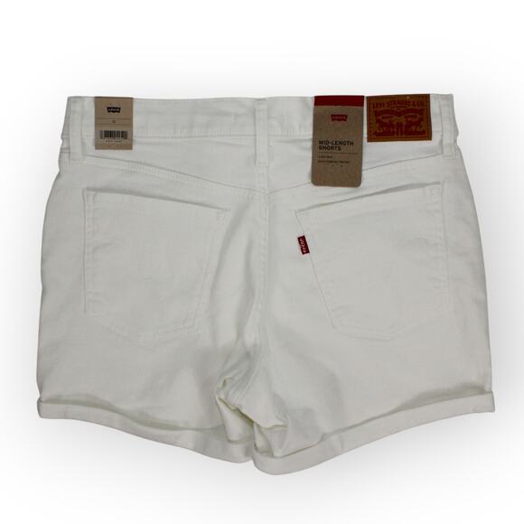 New 30/10 Levi's MidLength White Denim Short 4"Inseam Stretch - Picture 3 of 11